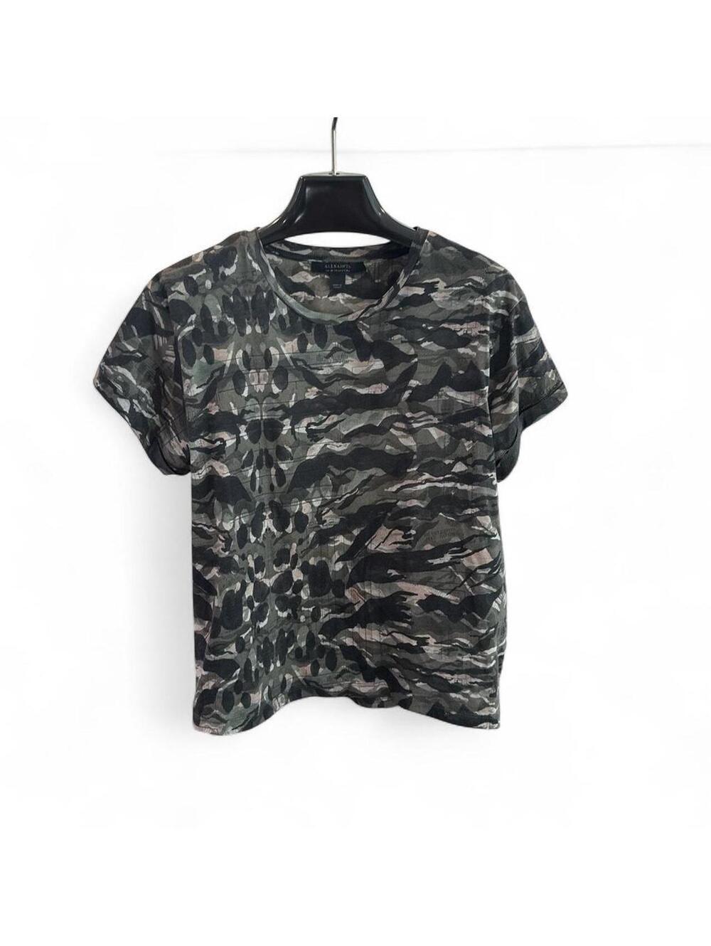 AllSaints Women's Camouflage Print Short Sleeve T-Shirt UK 16 US 12 EU 44